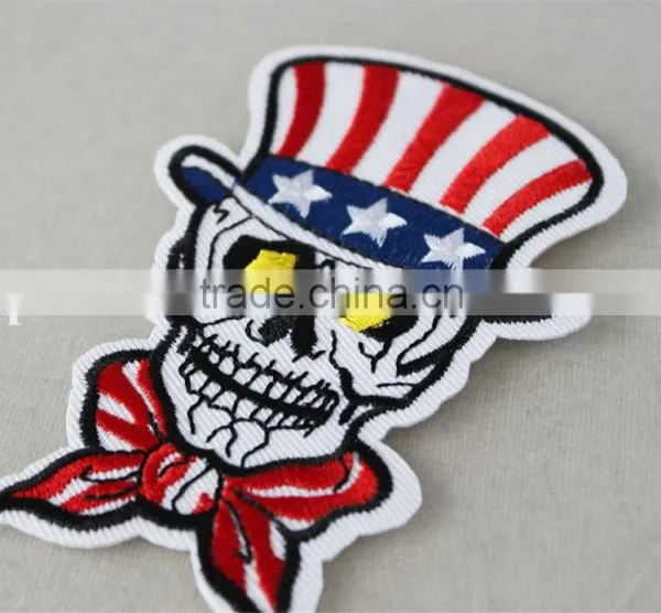 Lovely Design Person Skull Pattern Patches Polyerster Embroidery Fabric Patch Trim Red and White Color for Wholesale photo-3