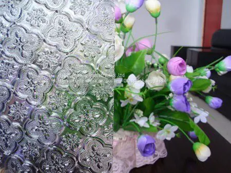 Shahe Huajinde 3-6mm Clear Karatachi Diamond Flora Patterned Glass Figured Glass Rolled Glass photo-4