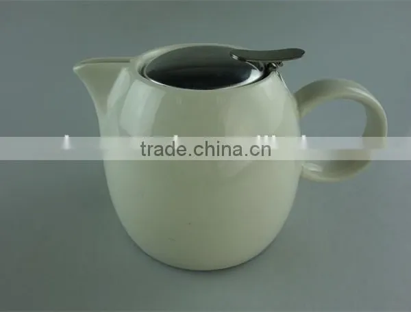 Hot Sale Stock Cheap Ceramic Colorful Round Tea Pot With Stainless Steel Lid photo-4