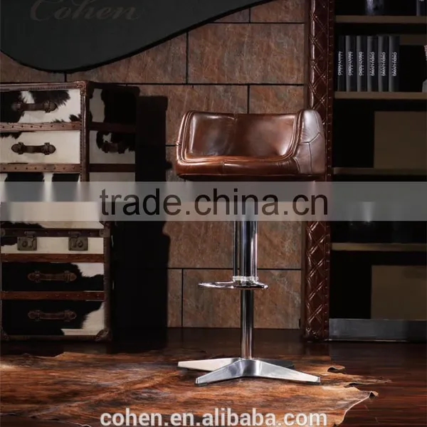 Foshan Wooden Furniture Europe/American Chesterfield Sofa Vintage Top Grain Leather Bar Chair Factory Derect Sale photo-5