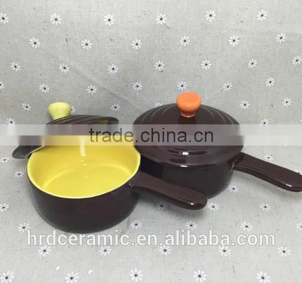 Wholesale Stocked Ceramic Soup Bowl With Silicone Lid and Handle photo-3