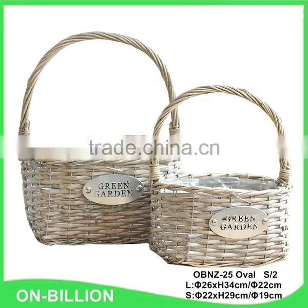 Custom Willow Garden Flower Basket With Plastic Liner photo-2