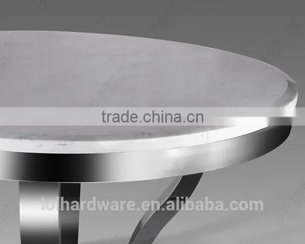 Stainless Steel Base Round Dining Table With Marble Top photo-2