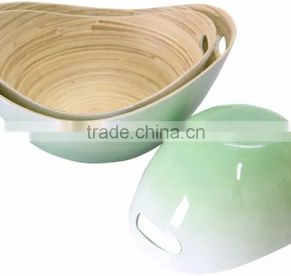 Eco Friendly Lacquer Spun Bamboo Salad Bowl photo-3