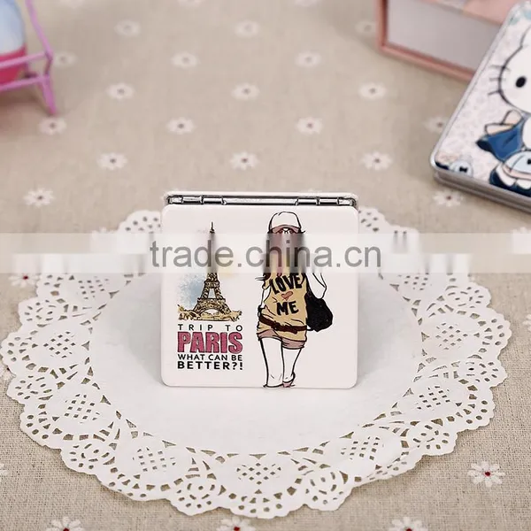 CJA14-OEM Makeup Pocket Plastic Hand Square Foldable Mirror photo-3