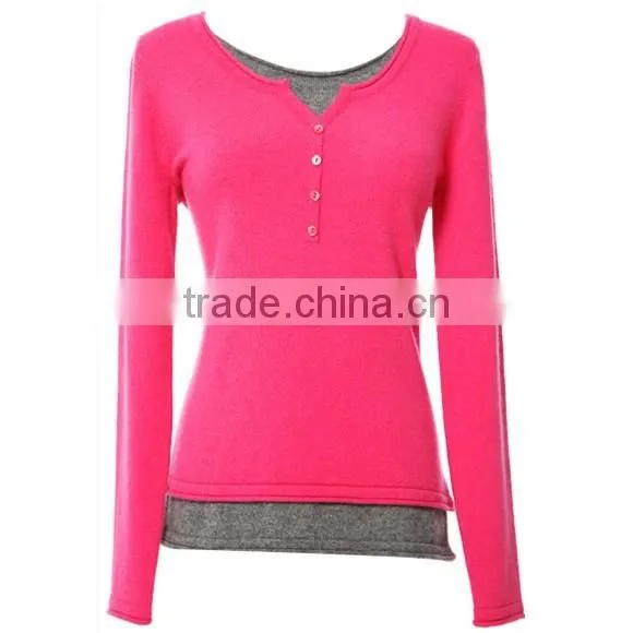 KNITTED WOMEN LONG SLEEVE ROUND NECK BASIC 100%CASHMERE PULLOVER photo-2