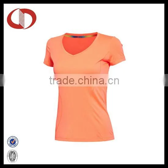 Best Sale Pure Color v Neck Women Runing t Shirts photo-2