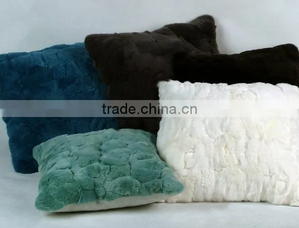 CX-D-22B Wholesale Price Cheap And Fine Genuine Rabbit Fur Pillow Case Cushion Cover photo-6