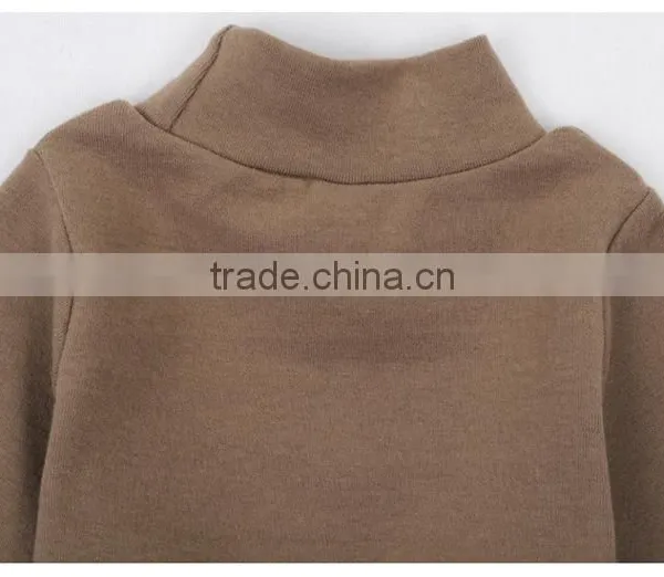 Custom Spring/autumn/winter Fashion Baby Cotton Spandex Lycra Infant Garment Long Sleeve High Collar Baby T-shirt photo-3