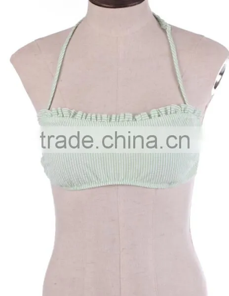 Whlolesale Hot Sale Monogrammed Seersucker Ruffle Bandeau Top photo-5