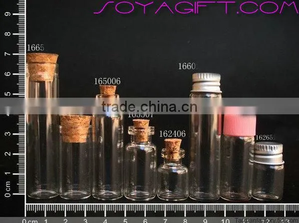 16mm Clear Glass Wishing Bottle With Cork Stopper and Test Tube for Lab