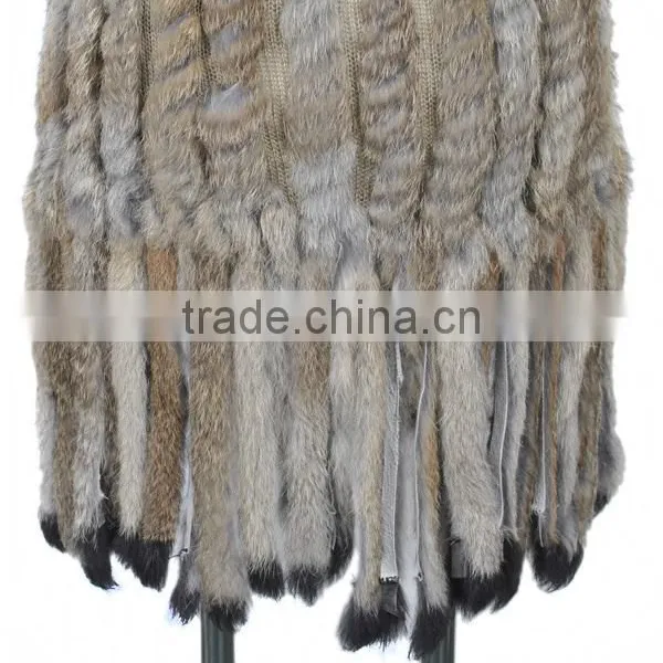 YR164 Rabbit Vest With Long Tassel/Supplier From China Natural Rabbit Fur Vest photo-4