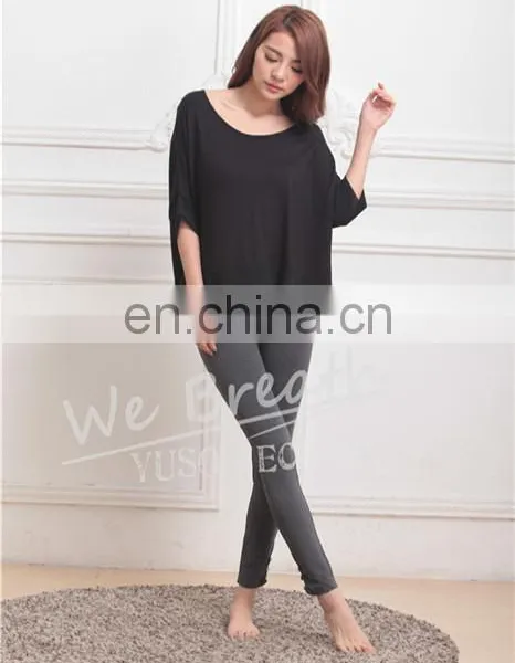 Black Bamboo Summer Breathable T-shirt Blouse Home Wear Girls photo-2