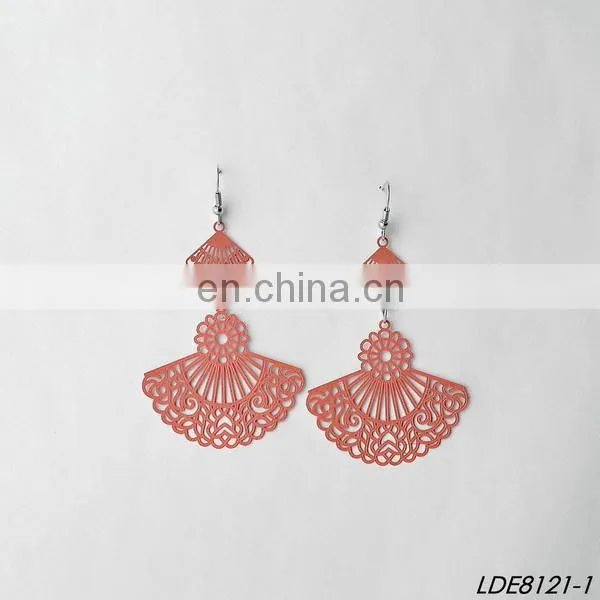 Filigree Earrings Metal Painting Fan Earrings photo-6