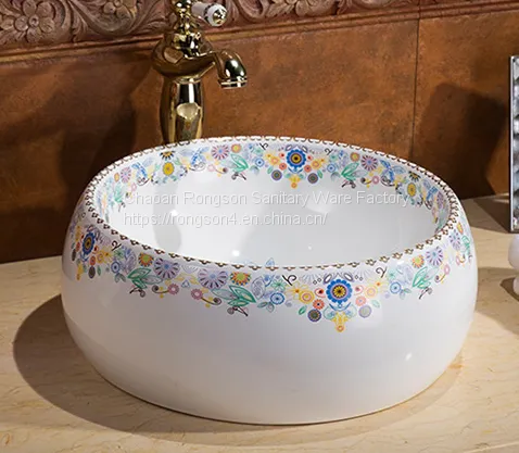 Good Design Wash Hand Ceramic Tabletop Colorful Square Bathroom Wash Hand Basin Sink From Chaozhou China photo-2