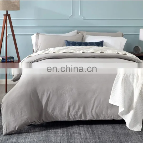 America Black Friday Sale Home Textile Manufacturer Plain Washed Microfiber Queen Blue Grey Bedding Cover Set photo-5