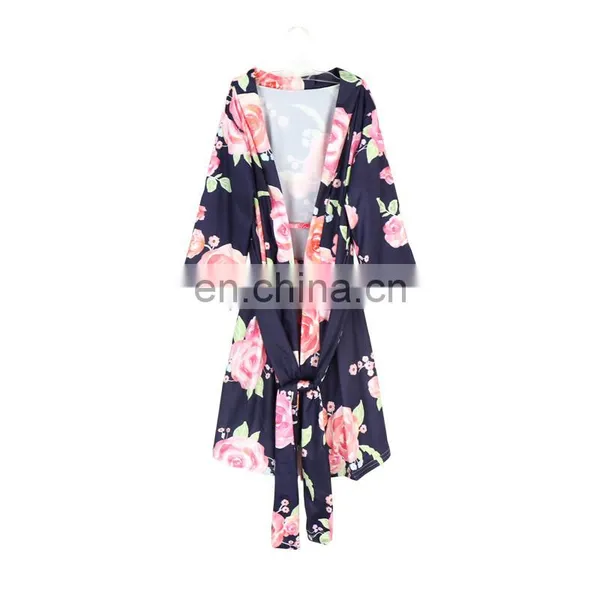 Pink Flower Mommy Robe for Maternity Nursing Robe Bridesmaid Kimono Sleepwear photo-6