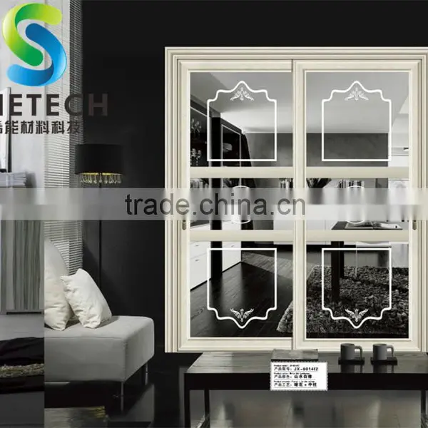 Ivory Frames Tempered Glass With Curves for Partition Sliding Doors photo-2
