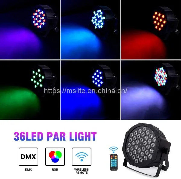 36 LED RGB Uplighting 9 Modes Sound Activated Stage Par Lights Remote Control Compatible With DMX photo-4