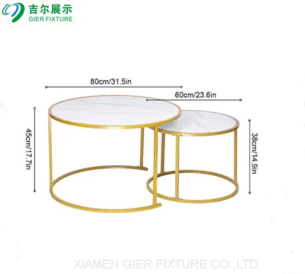 Golen Modern Marbling Round Tea Table Sofa Side Simple Wrought Steel Coffee Table photo-4
