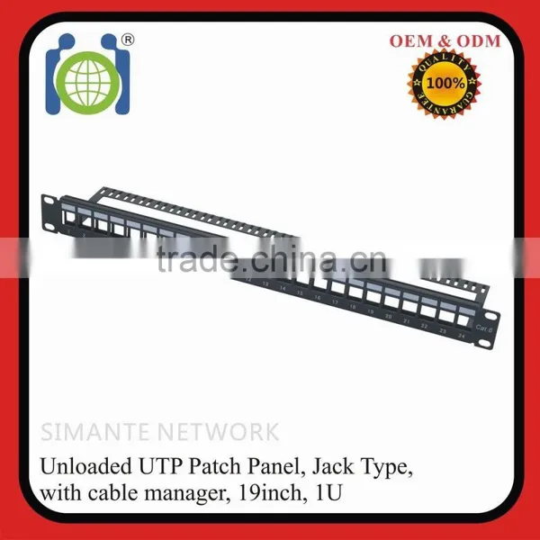 24 Port unloaded blank Patch Panel, 19 inch 1u