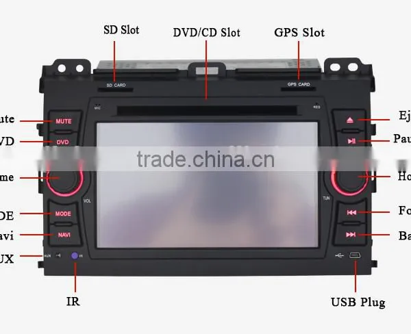 Double Din for TOYOTA PRADO Touch Screen Car DVD Car Stereo GPS 3G WIFI Bluetooth SWC RDS Phonebook AUX 1080P USB/SD MP3/MP4 photo-2