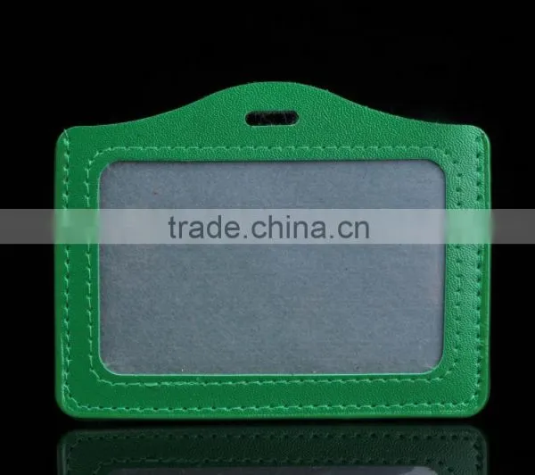 Fashion Horizontal Style Faux Leather Business ID Credit Card Badge Holder photo-3