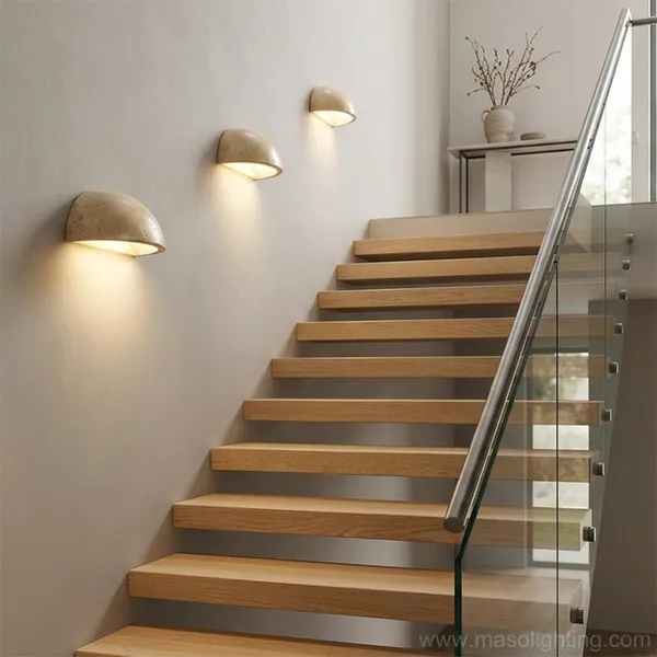 Natural Travertine Half-Dome LED Wall Sconce With 3-Color CCT photo-2