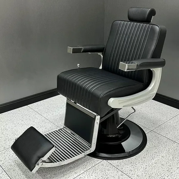High Quality Sliver Frame Barber Chair Man Barbershop Chairs for Hair Salon Barber Equipment photo-3