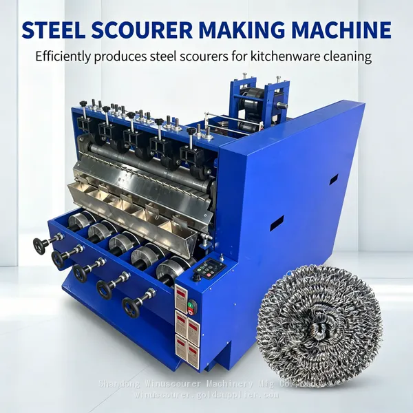 High Output Stainless Steel Scourer Making Machine Multi‑heads Kitchen Cleaning Wire Ball Processing Machine