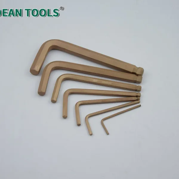 Non-Sparking Ball Hex Wrench Set, 11pcs, Aluminum Bronze,Non-Magnetic, Lightweight Design, Easy Grip Handle photo-4