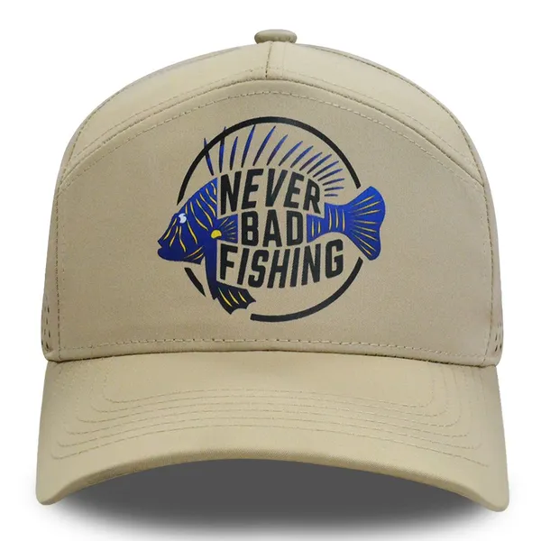 Gorra de campaña al aire libre de secado rápido para hombres a medida, gorra con perforaciones cortadas por láser, gorra de running de poliéster y nylon a medida, gorra de camping con logotipo personalizado