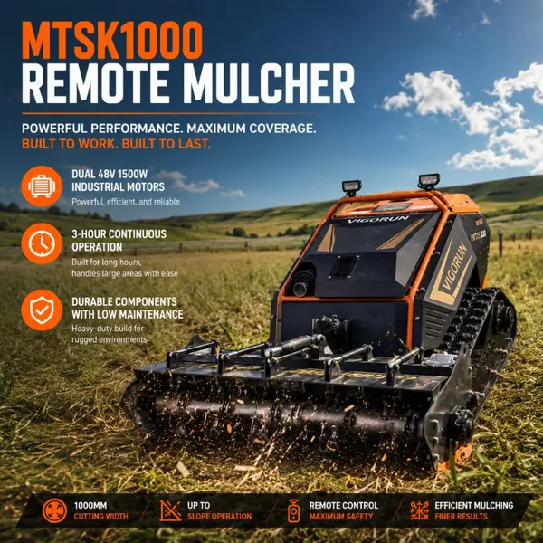Vigorun MTSK1000 24HP 764CC Loncin Gasoline Remote Control Tracked Hammer Flail Mower For Professional Use