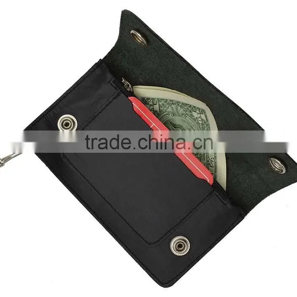 Mens Genuine Leather Large Trucker Chain Wallet With Button Closure photo-2