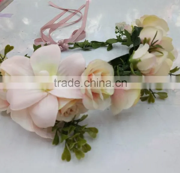 HL016 New Fashion Artificial Flowers Handmade Foam Head Wreath for Wedding Garland Bridal Headdress photo-2