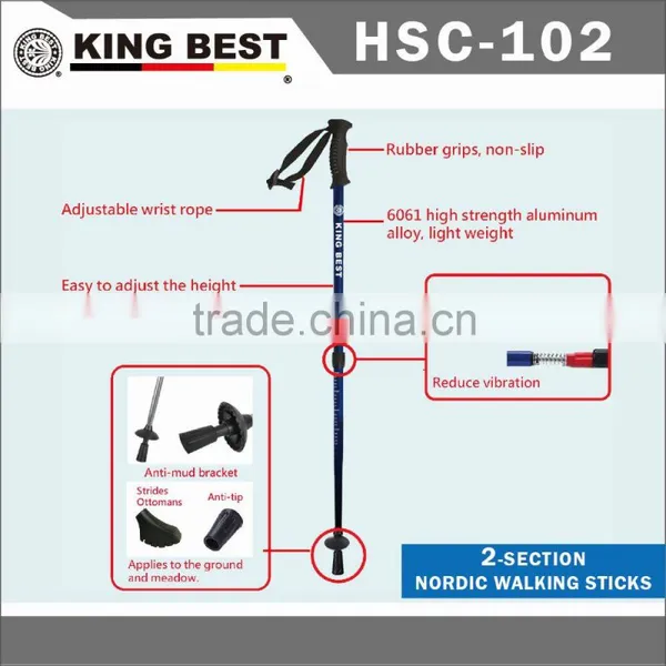 KING BEST Wholesale Carbon Trekking Pole 2-SECTION Hiking Pole Nordic Walking Stick photo-2