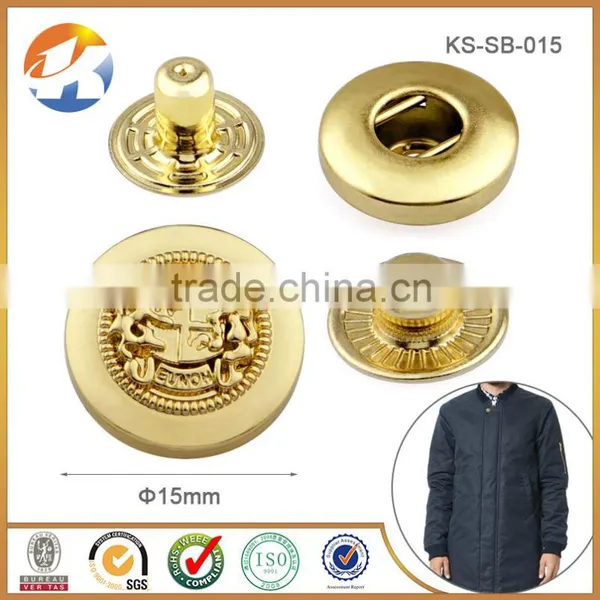 High Grade Embossed Logo Custom Gold Snap Button