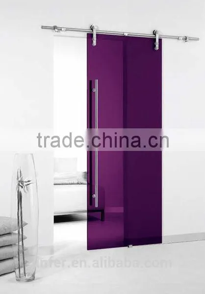Modern Stainless Steel Glass Sliding Barn Door Interior New Rail Track SD0117700 photo-2