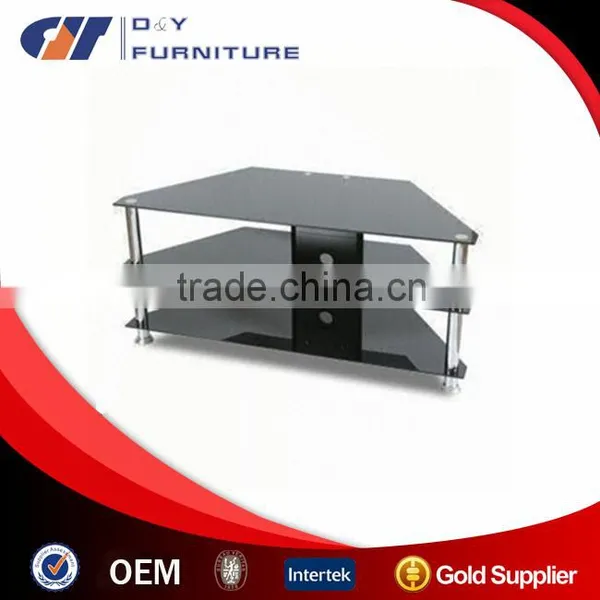 Glass TV Stand With Stainless Steel Tube and Tempered Glass photo-4