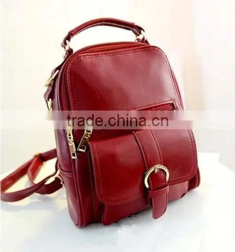 New Fashion Backpack Vintage Red PU Leather Backpack Girls Travel Bag With Tote photo-2