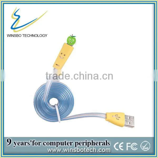 2014 Christmas Gift Colorful Led Smiley Face Micro Usb Cable for Iphone 5 /5s/ 6 photo-2