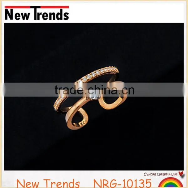 New Design Inlaid Zircon Rose Gold Simple Style Open Ring for Woman photo-5