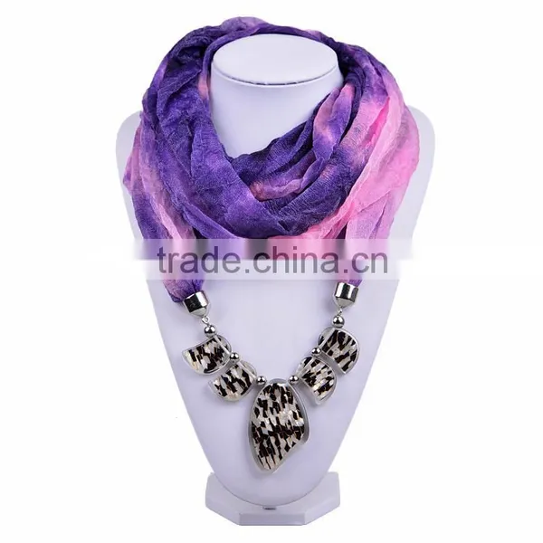 2016 New Trendy Cozy Noble Thin Silk Floss String 5 Flake Pattern Beads Scarf Women (SC150184) photo-5
