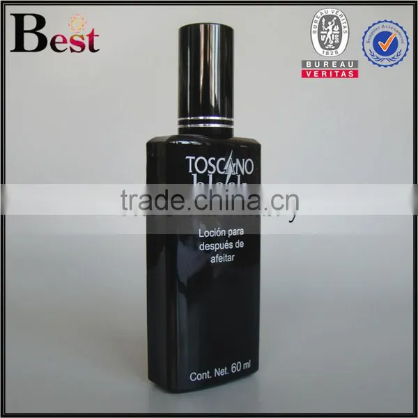 Silk Printing 60ml Shiny Black Glass Perfume Bottle With Shiny Balck Sprayer photo-2