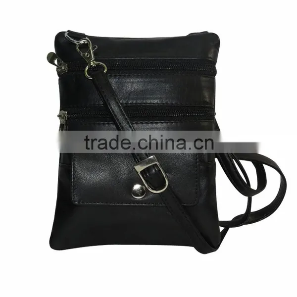 Black Leather Sling Bags for Men and Women Both Genuine Leather photo-2