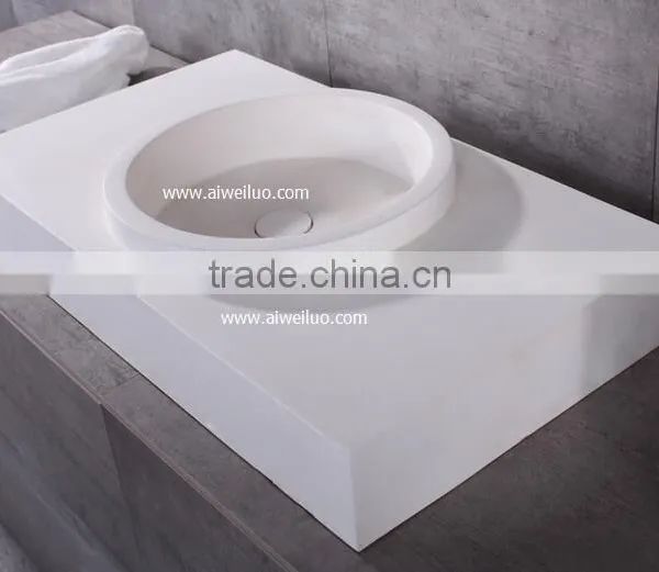 Bathroom Aritificial Stone Solid Surface Acrylic Material Wall Hang Basins,stone Resin Bathroom Basin