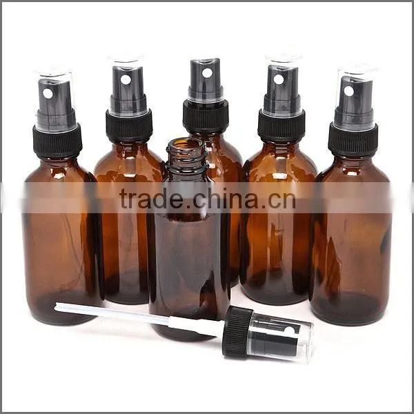 Amber Boston Rounds Glass Bottle With Mist Sprayer