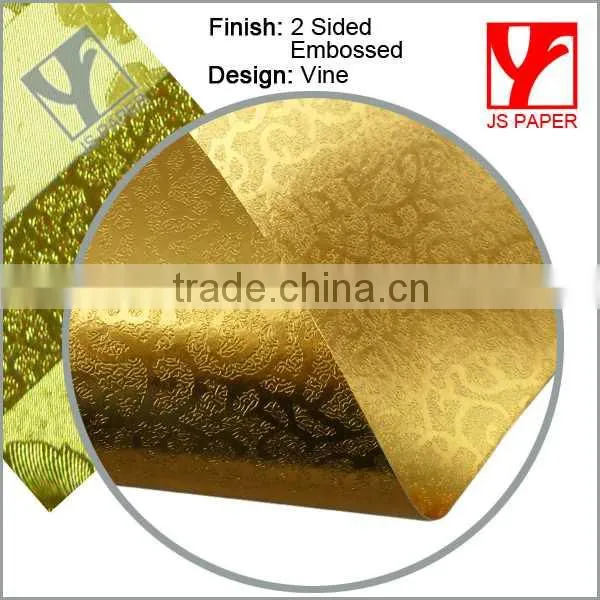 New Embossed Gift Packaging Paper Gold Foil Paper