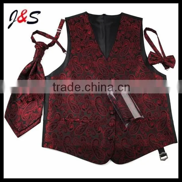 Fashion Mens Silk Paisley Vest and Silk Tie Set