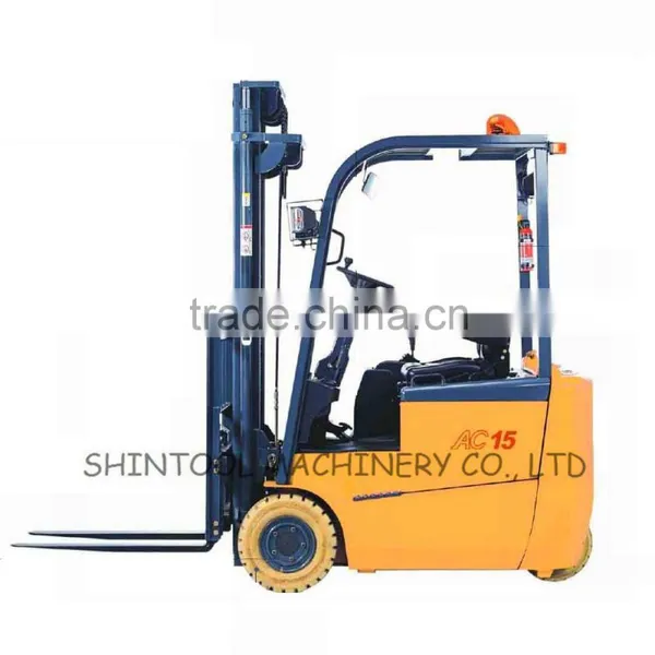 1-2 Ton 3 Wheel Superelastic Electric Forklift Small Turning Radius Forklift Use For Warehouse photo-3